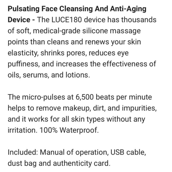 Luce180 Facial Cleansing & Anti Aging Device Black USB Chargeable | NEW | Luce - Picture 4 of 10